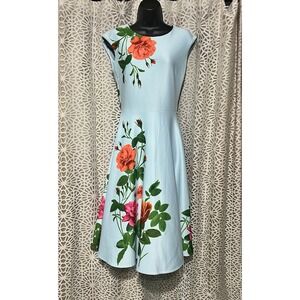 Gabby Skye Women's Midi Fit and Flare Scuba Dress Sz 4